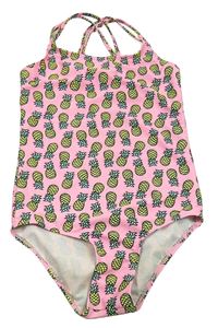 Růžové jednodílné plavky s ananasy Zeeman