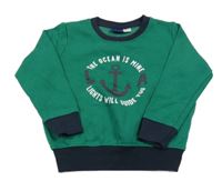 Zelená mikina s kotvou a nápisom Lupilu