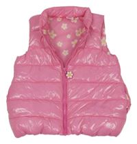 Růžová prošívaná lesklá šusťáková zateplená vesta Little Kids