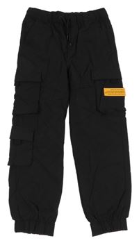 Černé šusťákové cargo cuff kalhoty Chapter Young