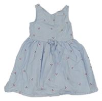 Bielo-modré pruhované plátenné šaty s třešněmi H&M