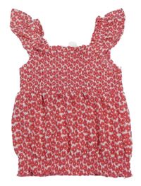 Bielo-červený kvetovaný crop top Yigga