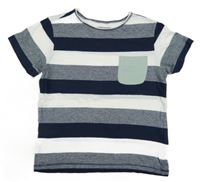 Tmavomodro-bílé pruhované tričko s kapsou H&M
