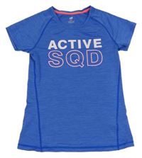 Modré melírované sportovní tričko s nápisem H&M