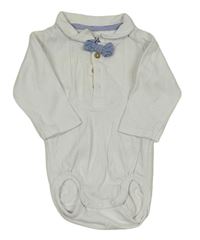 Bílé body s modrým našitým motýlkem H&M