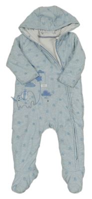 Svetlomodrá tepláková zateplená kombinéza s hviezdičkami a kapucňou Mothercare