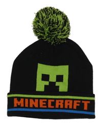 Čierno-zelená pletená čapica s Minecraft a brmbolcom zn. Primark