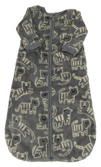 Tmavošedý chlupatý podšitý spací pytel s tigrami Next