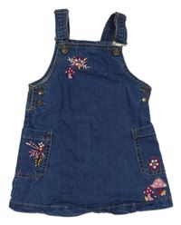 Tmavomodré riflové laclové šaty s květinami Topolino