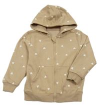 Hnedá prepínaci mikina so srdiečkami a kapucňou George