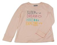 Světlerůžové pyžamové triko s nápisy 