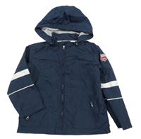 Tmavomodrá šušťáková jarná bunda s pruhmi a kapucňou Impidimpi