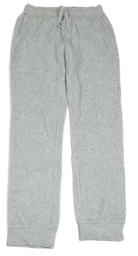 Sivé zamatové tepláky Yigga