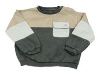 Sivo-béžovo-biela mikina s vreckom F&F