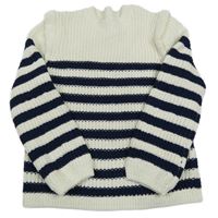 Smetanovo-tmavomodrý pruhovaný sveter dunnes