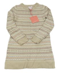 Béžovo-šedé vzorované svetrové šaty 