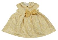 Zlaté vzorované šaty s mašlí H&M