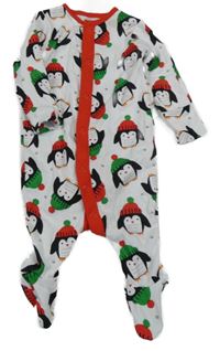 Bielo-červený overal s tučňáky dunnes