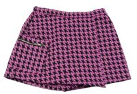 Ružovo-čierne vzorované sukňové kraťasy dunnes