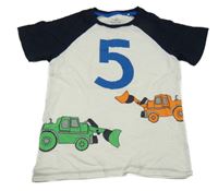 Bílo-tmavomodré tričko s bagry Topolino