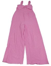 Růžový mačkaný kalhotový overal s mašlí Zara