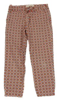 Ružovo-modré vzorované plátenné nohavice Zara