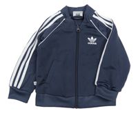 Tmavomodrá propínací sportovní mikina s logem Adidas