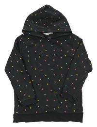 Tmavosivá mikina so srdiečkami a kapucňou H&M