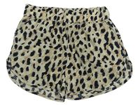 Béžovo-čierne kraťasy s leopardím vzorom Name it