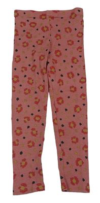 Růžovo-hořčicovo-černé žebrované legíny s leopardím vzorem Matalan