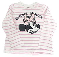 Bílo-růžové pruhované triko s Minnie M&S