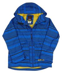 Tmavomodro-černá pruhovaná šusťáková jarní funkční bunda s kapucí Burton