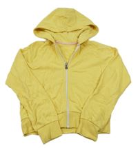 Žltá prepínaci crop mikina s kapucňou