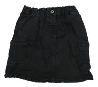 Tmavosivá rifľová sukňa s vreckami Primark