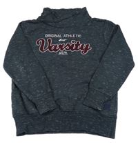 Tmavomodrá melírovaná mikina s nápisom a golierom Yigga