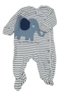 Bílo-tmavomodrý pruhovaný overal se slonem Next