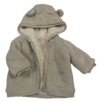 Béžový propínací zateplený svetr s kapucí H&M