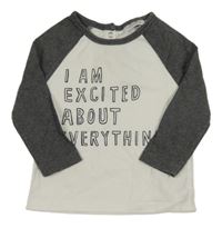 Bílo-šedé triko s nápisem Next