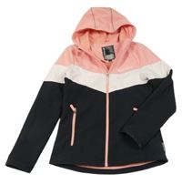 Růžovo-bílo-černá softshellová bunda s kapucí C&A