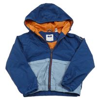 Tmavomodro-světlemodrá šusťáková jarní bunda s kapucí Okaidi