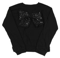 Čierna mikina s 3D mašlou a flitrami Nutmeg