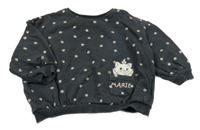 Antracitová bodkovaná á mikina s kočičkou Marií George