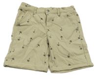 Béžové plátenné chino kraťasy s palmami HEMA