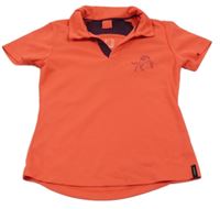 Korálové športové tričko s golierikom a koněm Fouganza