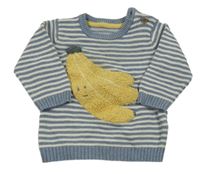 Modro-smetanový pruhovaný svetr s banány M&S