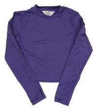 Fialové crop tričko s průstřihy na rukávech H&M