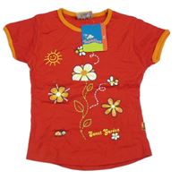 Nové - Červené tričko s květy Topolino