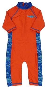 Červeno-modrý UV overal s rybami Mothercare