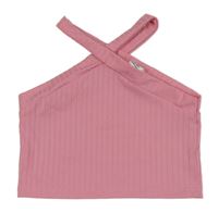 Ružový rebrovaný crop top Shein