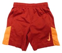 Červeno-neonově oranžové sportovní kraťasy Nike
